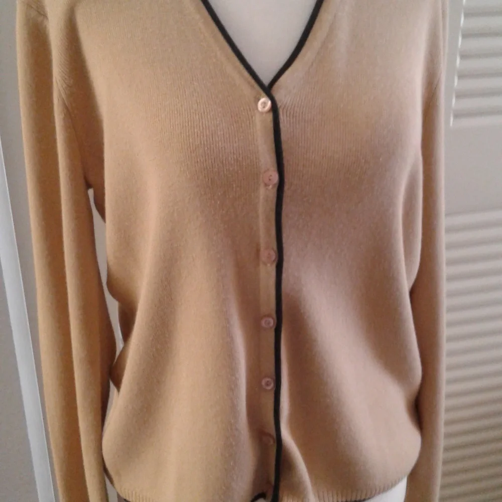 Emma James Petite Brown Button Down Sweater - Picture 2 of 7